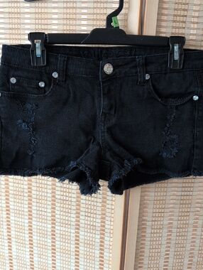 Rue 21 Black Jean Cut off Shorts with Decorative Jewel Buttons